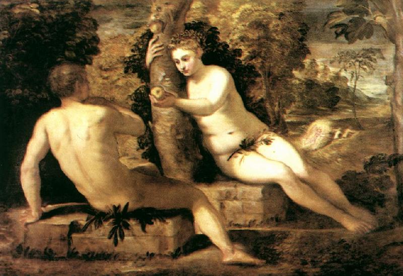 TINTORETTO, Jacopo Adam and Eve ar Spain oil painting art